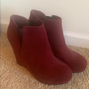 Burgundy Suede wedges size 11